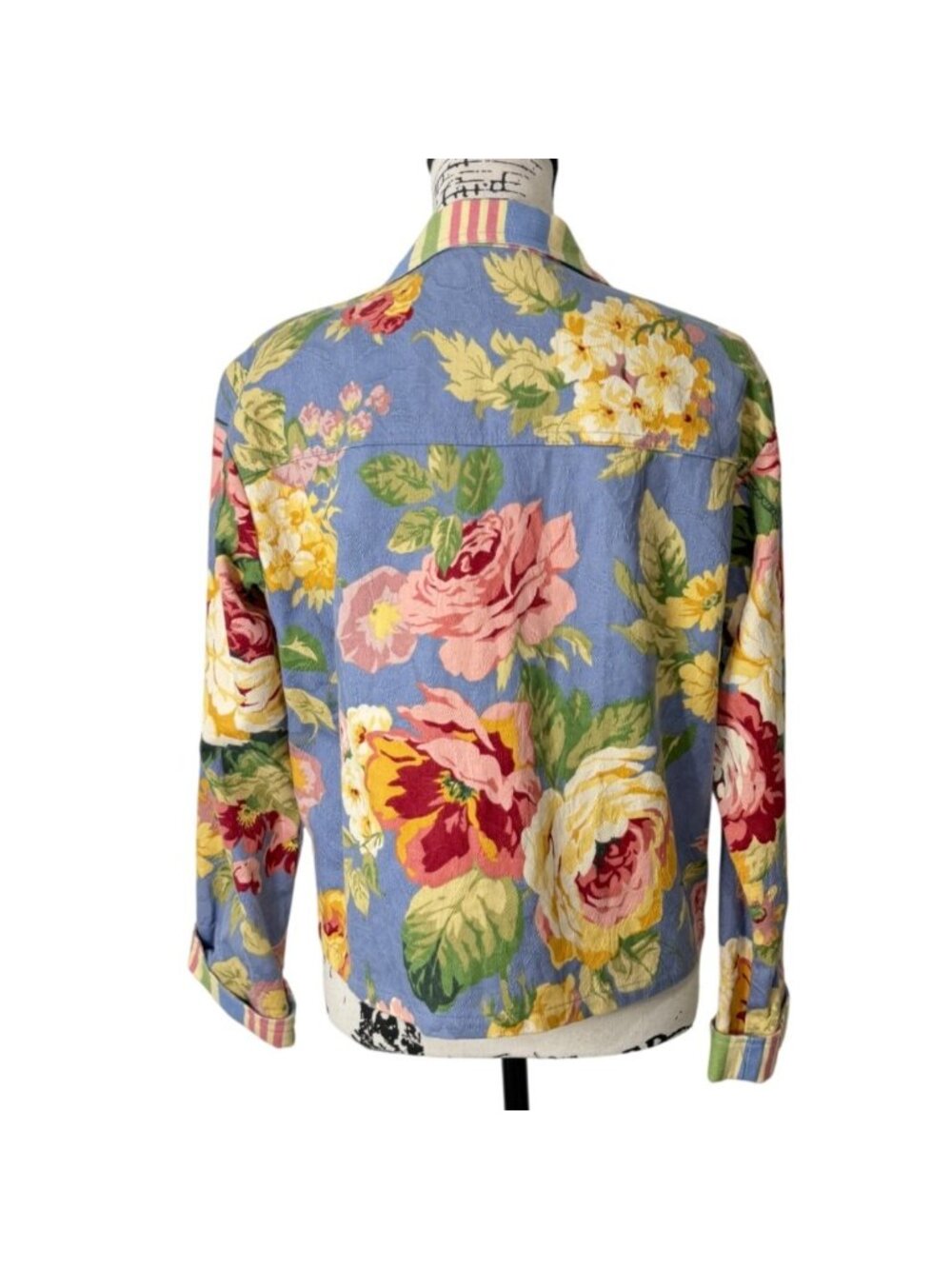 Vtg My Boyfriends Back Women Size S Floral Jacket Santa Monica Art to Wear - Picture 4 of 7